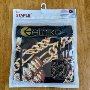 🛑NEW Ethika Staple Fit Black and Gold Chain Print Boxers Size Medium